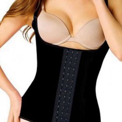 Black 4 Steel Boned Latex Waist Trainer Vest