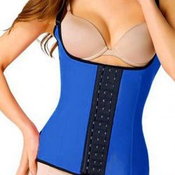 Plus Size Blue 4 Steel Boned Latex Waist Trainer Vest