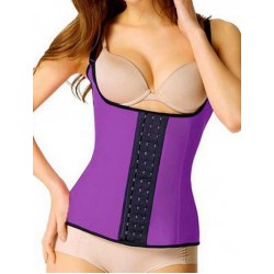 Plus Size Purple 4 Steel Boned Latex Waist Trainer Vest