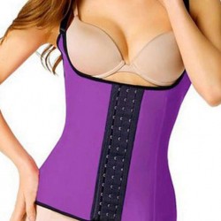 Purple 4 Steel Boned Latex Waist Trainer Vest