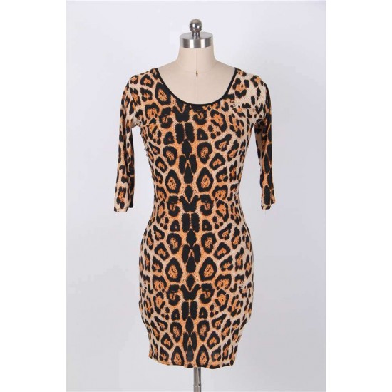 Sexy Backless Half Sleeve Leopard Bodycon Dress Sexy Backless Half Sleeve Leopard Bodycon Dress