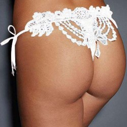 Beaded Embroidered & White Lady Plus Size Panty