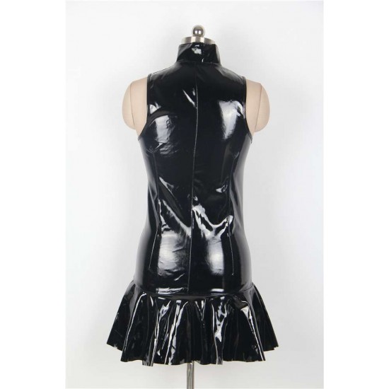 Sleeveless Solid Color Faux Leather Club Dress Sleeveless Solid Color Faux Leather Club Dress