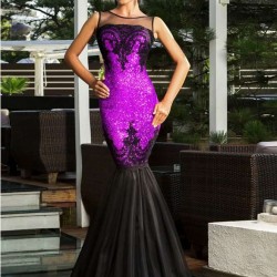 Plus Size Sequins Appliqués Evening Dress with Mermaid Hem