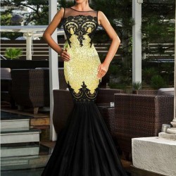 Plus Size Sequins Appliqués Evening Dress with Mermaid Hem
