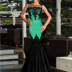 Plus Size Sequins Appliqués Evening Dress with Mermaid Hem