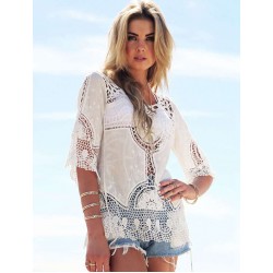 Hot Sexy White Crochet Lace Beachwear