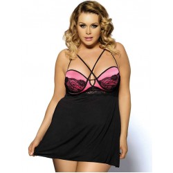 Plus Size pink lace stitching halter babydoll Plus Size pink lace stitching halter babydoll