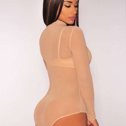 Skin Color High Collar Transparent Teddy