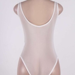 White Floral Embroidered Sheer Mesh Teddy White Floral Embroidered Sheer Mesh Teddy