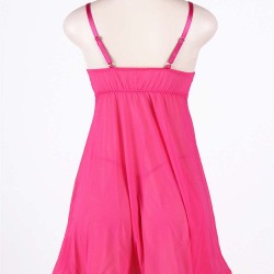 Pink Plus Size Lace Top Babydoll Dress Pink Plus Size Lace Top Babydoll Dress