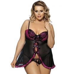 Purple 2 Front Keyholes Apron Plus Size Babydoll Purple 2 Front Keyholes Apron Plus Size Babydoll