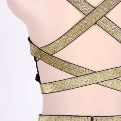 Plus Size Black Cross-strapped Gown