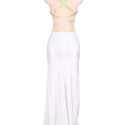 Plus Size White Separate Golden Edge Dress