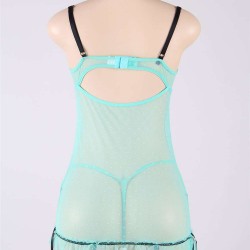 Green Plus Size Floral Babydoll With G string Green Plus Size Floral Babydoll With G string