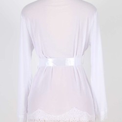Sexy White Lace Trim Robe With Thong Sexy White Lace Trim Robe With Thong