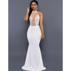 White Transparent Mesh Applique Maxi White Transparent Mesh Applique Maxi