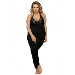 Black Plus Size Lingerie With Halter Top & Pants Black Plus Size Lingerie With Halter Top & Pants