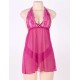 Plus Size Rosy Halter Stretch Mesh and Lace Babydoll Plus Size Rosy Halter Stretch Mesh and Lace Babydoll