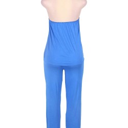 Plus Size Blue Lingerie With Halter Top & Lace Trim Plus Size Blue Lingerie With Halter Top & Lace Trim