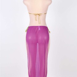 Plus Golden Tops And Purple Dress Lingerie With Neck Ring