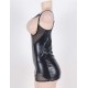 Black Open Cup Leather Plus Size Babydoll
