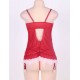 Red Plus Size Babydoll With Lace Trim Red Plus Size Babydoll With Lace Trim