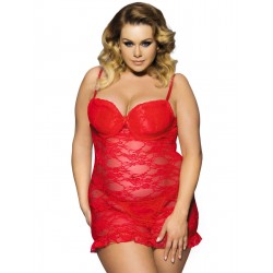Red Plus Size Floral Lace And Mesh Lingerie Red Plus Size Floral Lace And Mesh Lingerie