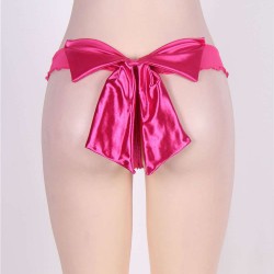 Women Mesh Big Bow Ruffled Thong
