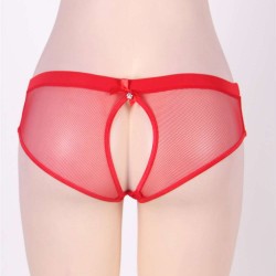 Red Netted Open Back Hipster Panty