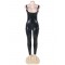 Sexy Faux Leather Stretch Catsuit Lace Insert Legs Halloween Costume