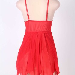 Red Flirty Lace and Microfiber Plus Size Babydoll