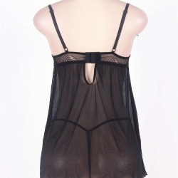 Black Plus Size Open Cup Babydoll