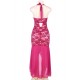 Plus Size Rosy Halter Long Mesh And Lace Dress Plus Size Rosy Halter Long Mesh And Lace Dress