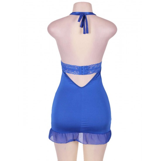 Sexy Knee-length Blue Lace Babydoll Sexy Knee-length Blue Lace Babydoll