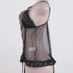 Black Plus Size Floral See-Through Babydoll