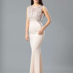 Fashion Nude Ruffle Maxi Dress