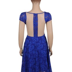 Plus Size Ocean Blue Round Neck Lace Bodycon Dress