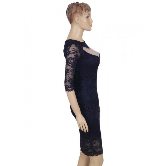 Plus Size Sweet Heart Dark Blue Slim Fashion Dress Plus Size Sweet Heart Dark Blue Slim Fashion Dress