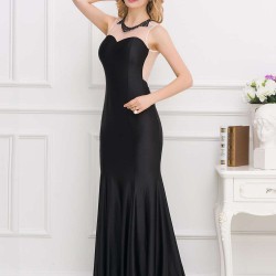 Black Transparent Gauze Evening Dress