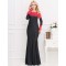 Boat Neck Red Lace Evening Gown
