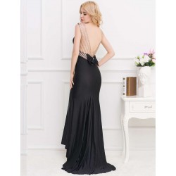 Plus Size Black Formal Golden Strap Open Back Evening Dress Plus Size Black Formal Golden Strap Open Back Evening Dress