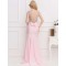 Plus Size Pink Open Back Golden Strap Ruffle Evening Dress