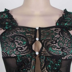 Black Lace Princess Embroidered Crocheted Babydoll Black Lace Princess Embroidered Crocheted Babydoll