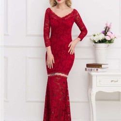 Plus Size Lace Long Dress