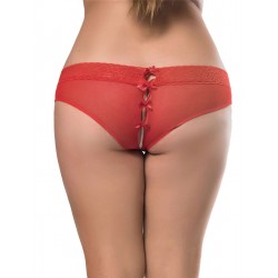 Plus Size Sexy Holiday Peek A Boo Back Mesh Crotchless Valentines Panty Plus Size Sexy Holiday Peek A Boo Back Mesh Crotchless Valentines Panty