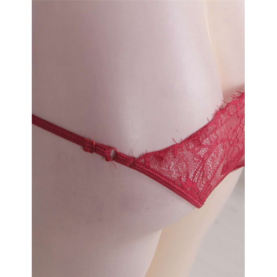 Red Strappy Lace Bra Set With Mask Red Strappy Lace Bra Set With Mask