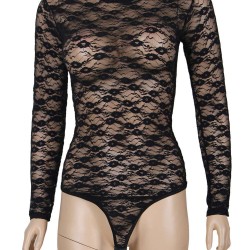 Black Plus Size Sheer Long Sleeve Teddy Lingerie Black Plus Size Sheer Long Sleeve Teddy Lingerie