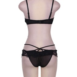Temptation 2pcs Black Lace Bralette Lingerie Set Temptation 2pcs Black Lace Bralette Lingerie Set