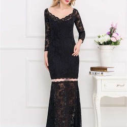Plus Size Lace Long Dress